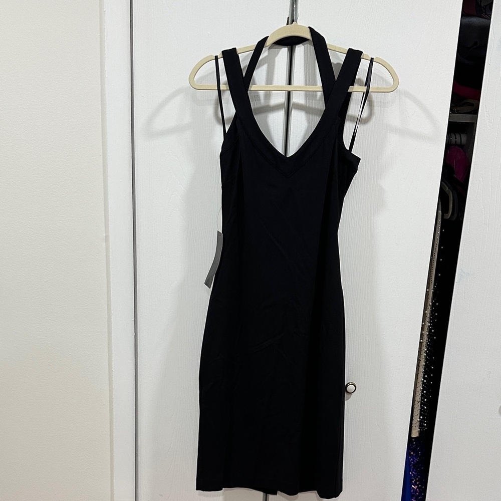 Bebe Black V-Neck Strappy dress